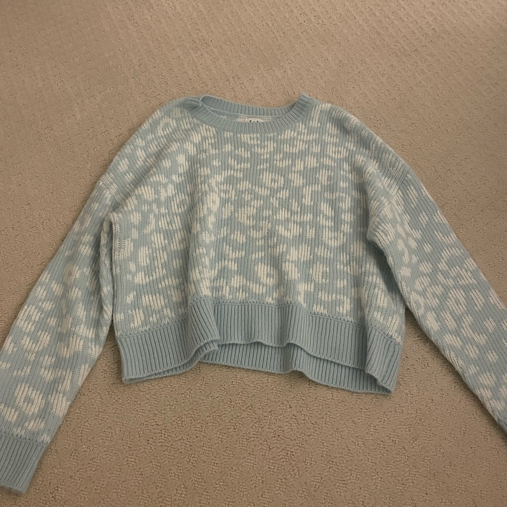John + Jenn blue cheetah print sweater